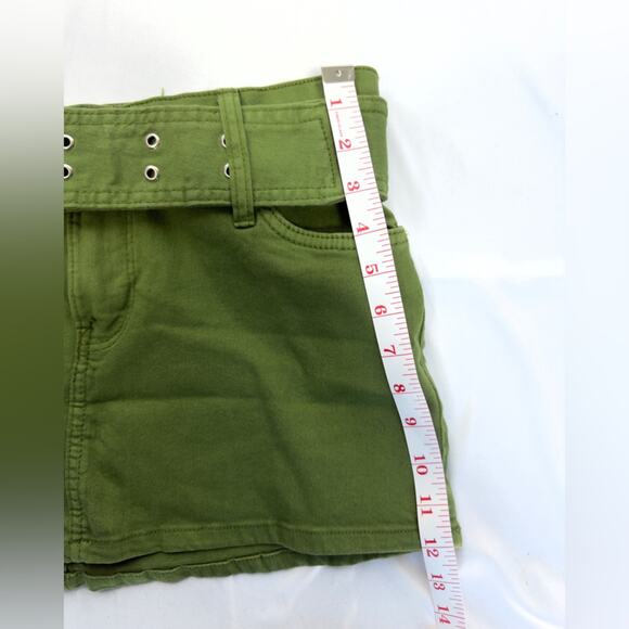 Bershka Micro 90s Buckle Detail Low Rise Ultra Mini Skirt In Khaki Green Size 6 - Picture 12 of 13